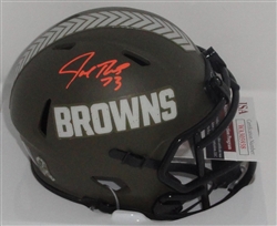 BROWNS JOE THOMAS SIGNED SALUTE TO SERVICE MINI HELMET - JSA