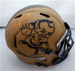 BROWNS JOE THOMAS SIGNED FULL SIZE SALUTE TO SERVICE REPLICA SPEED HELMET - JSA