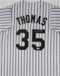 FRANK THOMAS SIGNED CUSTOM REPLICA WHITE SOX PINSTRIPE JERSEY - BAS