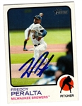 FREDDY PERALTA SIGNED 2022 TOPPS HERITAGE BREWERS CARD #3