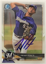 FREDDY PERALTA SIGNED 2018 BOWMAN CHROME BREWERS CARD #221