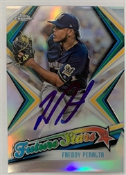 FREDDY PERALTA SIGNED 2019 TOPPS CHROME BREWERS FUTURE STAR CARD #FS-7