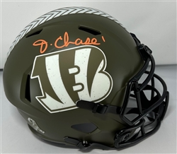 JA'MARR CHASE SIGNED FULL SIZE SALUTE TO SERVICE REPLICA HELMET - PSA