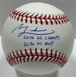 BEN ZOBRIST SIGNED OFFICIAL MLB BASEBALL W/ 2016 WS CHAMPS & MVP - CUBS - BAS