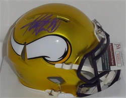 ADRIAN PETERSON SIGNED VIKINGS FLASH SPEED MINI HELMET - JSA