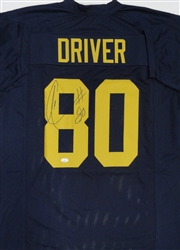DONALD DRIVER SIGNED CUSTOM REPLICA PACKERS ACME NAVY JERSEY - JSA