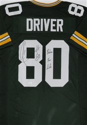DONALD DRIVER SIGNED CUSTOM REPLICA PACKERS GREEN JERSEY W/ PACKER FOR LIFE - JSA