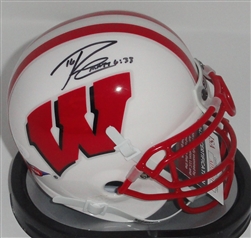 RUSSELL WILSON SIGNED SCHUTT WI BADGERS MINI HELMET - JSA