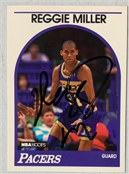 REGGIE MILLER SIGNED 1989 NBA HOOPS PACERS CARD - JSA