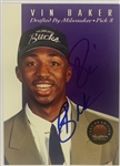 VIN BAKER SIGNED 1993-94 SKYBOX BUCKS ROOKIE CARD #DP8