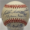 1957 MILWAUKEE BRAVES TEAM SIGNED  BASEBALL W/ 12 AUTOS W/ AARON MATHEWS SPAHN +- JSA