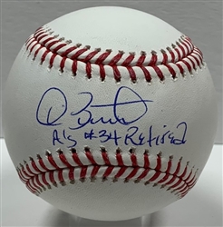 DAVE STEWART SIGNED OFFICIAL MLB BASEBALL W/ A's #34 RETIRED - ATHLETICS - JSA