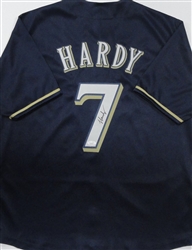 JJ HARDY SIGNED CUSTOM REPLICA BREWERS NAVY JERSEY - JSA