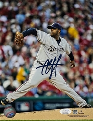 CC SABATHIA SIGNED 8X10 BREWERS PHOTO #2 - JSA