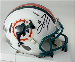 ZACH THOMAS SIGNED DOLPHINS THROWBACK SPEED MINI HELMET - BAS