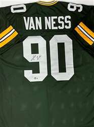 LUKAS VAN NESS SIGNED CUSTOM REPLICA PACKERS GREEN JERSEY - BAS