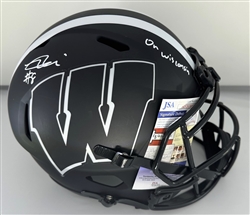 TANNER MORDECAI SIGNED FULL SIZE BADGERS ECLIPSE REPLICA SPEED HELMET W/ SCRIPT - JSA