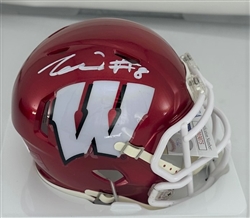 TANNER MORDECAI SIGNED WI BADGERS FLASH SPEED MINI HELMET - JSA