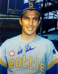 BOB LOCKER SIGNED 8X10 SEATTLE PILOTS PHOTO #1 - BREWERS