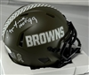 OZZIE NEWSOME SIGNED BROWNS SALUTE SPEED MINI HELMET - JSA