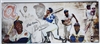 HANK AARON SIGNED 13X31 STRETCHED CUSTOM BRAVES CANVAS COLLAGE - JSA