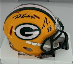 LUKE MUSGRAVE & TUCKER KRAFT DUAL SIGNED RIDDELL PACKERS SPEED MINI HELMET - JSA