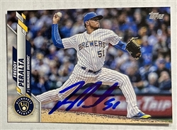 FREDDY PERALTA SIGNED 2018 TOPPS UPDATE SERIES BREWERS ROOKIE CARD #US39