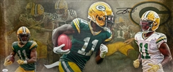 JAYDEN REED SIGNED 13X31 STRETCHED CUSTOM PACKERS CANVAS COLLAGE - JSA