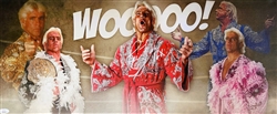 RIC FLAIR SIGNED 13X31 STRETCHED CUSTOM CANVAS COLLAGE - JSA
