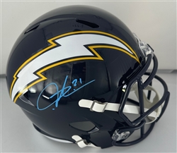 LADANIAN TOMLINSON SIGNED FULL SIZE CHARGERS REPLICA BLUE SPEED HELMET - BAS