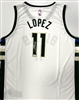 BROOK LOPEZ SIGNED FANATICS FAST BREAK MILW BUCKS WHITE JERSEY - JSA