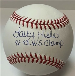LARRY HISLE SIGNED MLB BASEBALL W/ '92-93 WS CHAMPS
