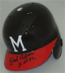 HENRY HANK AARON SIGNED FULL SIZE MILW BRAVES EAR FLAP HELMET W/ HOF '82 - JSA