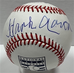 HENRY HANK AARON SIGNED OFFICIAL HOF LOGO MLB BASEBALL - JSA