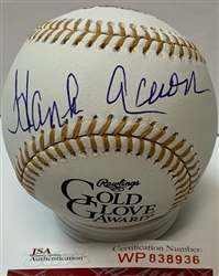 HENRY HANK AARON SIGNED OFFICIAL GOLD GLOVE LOGO BASEBALL - JSA