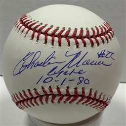 CHARLIE MOORE SIGNED MLB BASEBALL W/ CYCLE 10/1/80 - BREWERS