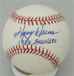 HARRY WARNER (D) SIGNED OFFICIAL MLB BASEBALL #1 W/ 1982 BREWERS