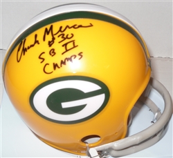 CHUCK MERCEIN SIGNED PACKERS MINI HELMET W/ SB CHAMPS