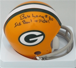 BOB LONG SIGNED PACKERS MINI HELMET W/ ICE BOWL