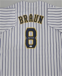 RYAN BRAUN SIGNED CUSTOM BREWERS PINSTRIPE JERSEY - JSA