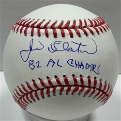 JIM SLATON SIGNED OFFICIAL MLB BASEBALL W/ '82 AL CHAMPS - BREWERS - JSA