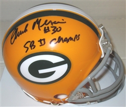 CHUCK MERCEIN SIGNED TB PACKERS MINI HELMET W/ SB CHAMPS