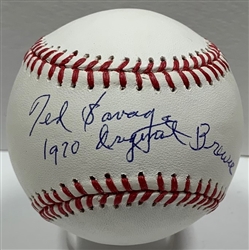 TED SAVAGE SIGNED OFFICIAL MLB BASEBALL W/ 1970 BREWERS