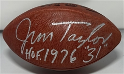 JIM TAYLOR (d) SIGNED WILSON AUTHENTIC FOOTBALL W/ HOF - PACKERS - JSA