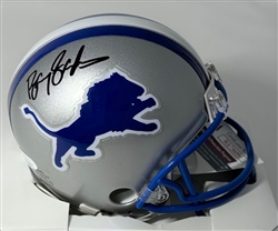 BARRY SANDERS SIGNED LIONS VSR4 THROWBACK MINI HELMET - JSA