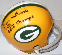 DAVE HATHCOCK SIGNED PACKERS MINI HELMET w/ SB I CHAMPS