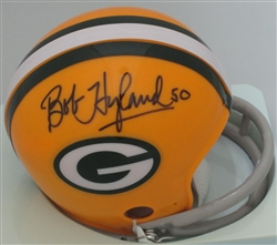 BOB HYLAND SIGNED PACKERS 2 BAR MINI HELMET