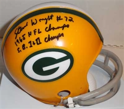 STEVE WRIGHT SIGNED PACKERS 2-BAR MINI w/ 65 & SB I II CHAMPS