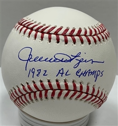 ROLLIE FINGERS SIGNED OFFICIAL MLB BASEBALL W/ 1982 AL CHAMPS - BREWERS - JSA