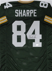 STERLING SHARPE SIGNED CUSTOM REPLICA GREEN JERSEY - BAS